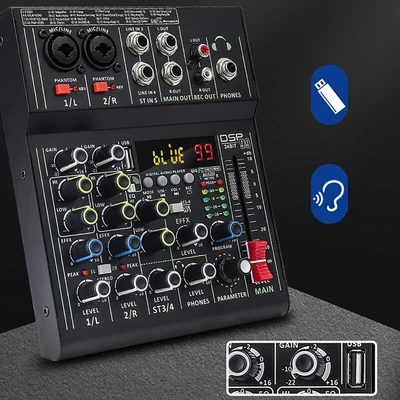 £55.19 • Buy Pro USB Stage Music Sound Mixing Console Record Effects 4 Channels Audio Mixer