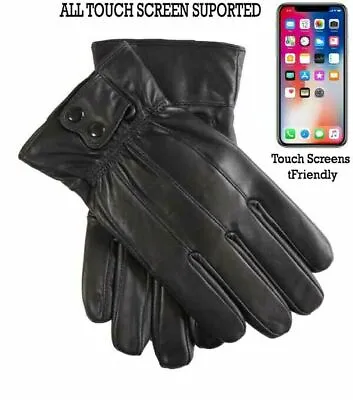 Mens Touch Screen Gloves 100% Genuine Leather Thermal Lined Winter Driving Glove • £60