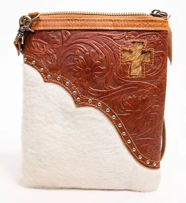 P & G Cream Brown Leatherwork Hide Purse Bag Women's • $25.49