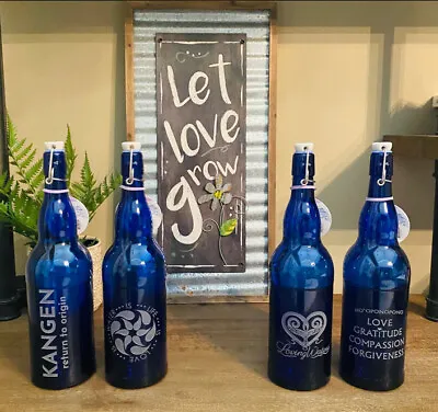 Elegant Custom Sandblasted Blue Cobalt Glass Bottle (33 Oz) • $69.99