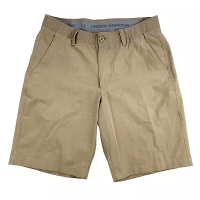 Under Armour Mens 34 Match Play Vented Khaki Golf Shorts Stretch • $24.95