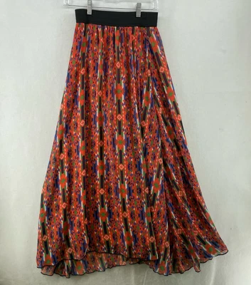 £11.38 • Buy LulaRoe Maxi Skirt XS Orange Multicolor Aztec Tribal Sheer Lined A-Line Pleated