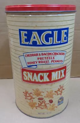 Vtg EAGLE Cheddar & Bacon Crackers Pretzels Honey Roasted Peanuts SNACK MIX Tin • $19.99