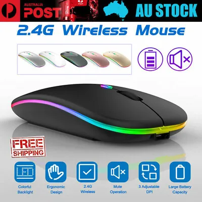 $13.16 • Buy Rechargeable Bluetooth/USB Wireless RGB LED Mouse For Tablet PC Andoid IPad HOT