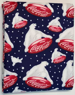 Coca Cola Polar Bear 1.58 Yds Coke Fabric Fleece Blend Retro Logo Ad Snow Winter • $15.95