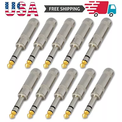 10PC 1/4 Stereo TRS Heavy Duty Male Audio Speaker Guitar Cable Connector Plug • $12.28