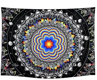 Tapestry Wall Hanging MulticolorTrippy Mandala Psychedelic Hippie 59.1 X 51.2 • $13.99