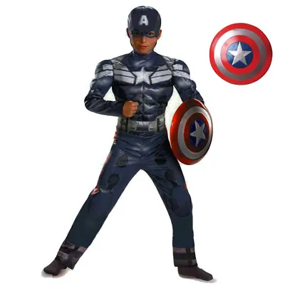 £23.99 • Buy Boys Captain America Costume W/Shield Avengers Kids Superhero Fancy Dress Outfit