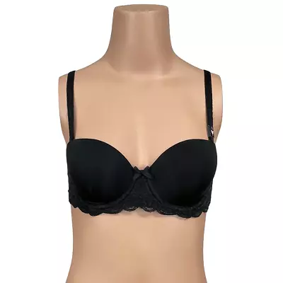 Victoria's Secret Dream Angels Multiway Demi Bra 32B Black Strapless Underwire • $19.99