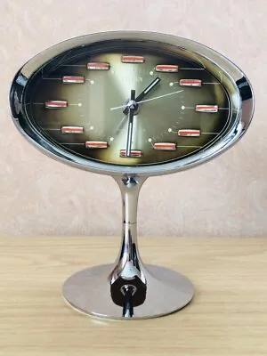 Vintage Citizen Pedestal Tulip Alarm Clock Wind Up Mid-Century Space Age Japan • $208.99