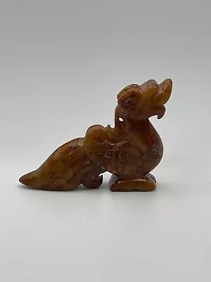 Old Chinese Red Xiu Jade Carved Dragon Pendant • £217.16