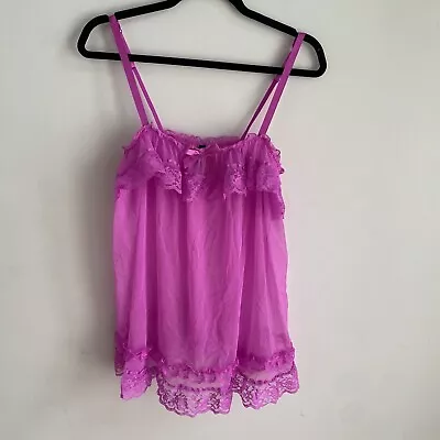 Victoria’s Secret Small Lace Mesh Babydoll Sheer Cami Camisole Hot Pink 1 Piece • $27.20