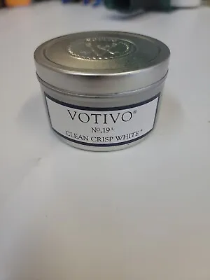 NEW Votivo Clean Crisp White Travel Tin Candle 4oz. Lovely ~ Hard To Find! • $15