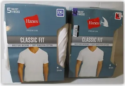 Hanes Premium Soft Ringspun Cotton Classic Fit V-NECK T-shirts WHITE Wicking • $23.93