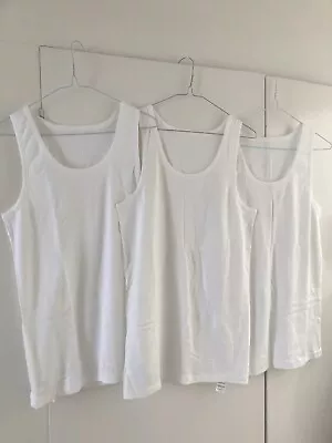 Mens Marks & Spencer M & S Cotton White Sleeveless Vest X 3. Chest 38” - 40” NEW • £11.99
