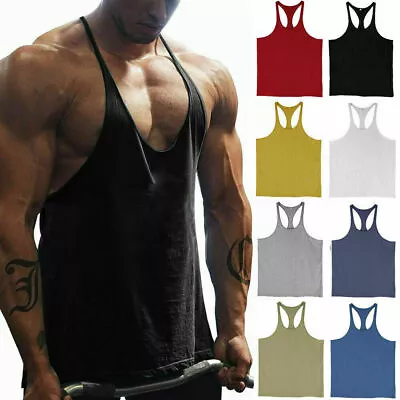 Men Gym Muscle Workout Fitness  Tank Top Y Back Bodybuilding Stringer Shirt↷ • $9.56