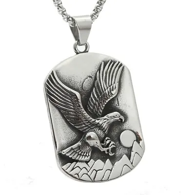 Vintage Spiritual Stainless Steel Mens Eagle Pendant Necklace Jewelry Men • £11.59