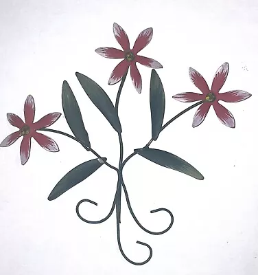 Vintage Metal Art Wall Hanging Decor Flowers Branches 6”x6” • $9.99