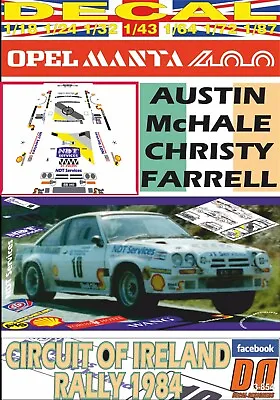 DECAL OPEL MANTA 400 A.McHALE CIRCUIT OF IRELAND R. 1984 DnF (01) • $17.30