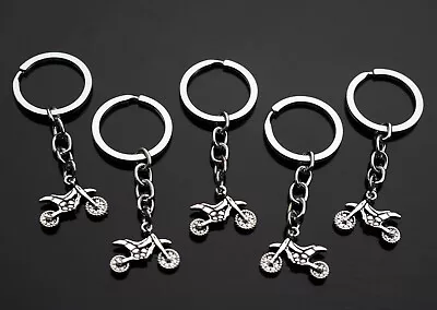 5x PCS - Motorcycle Dirt Bike Moto Cross Steel Silver Chrome Keychain Gift • $7.99