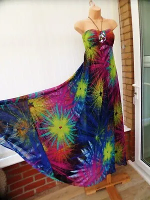Matthew Williamson Butterfly Multi Fireworks Chiffon Halter Maxi Dress Twice 12 • £44.99