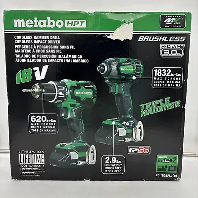 Metabo HPT 18v Brushless Combo KC 18DBFL2  DRILL-DRIVER-CHARGER-AND 2 3AH BATT.. • $150