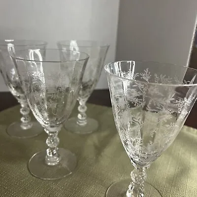 Fostoria Chintz Set Of 4 Iced Tea Or Water Glass Etched 6  Tall  Elegant! • $49