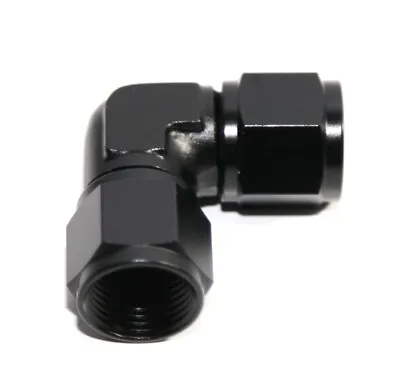 $14.99 • Buy BLACK AN8 Female To 8AN AN-8 Female 90 Degree Flare Swivel Fitting Adapter