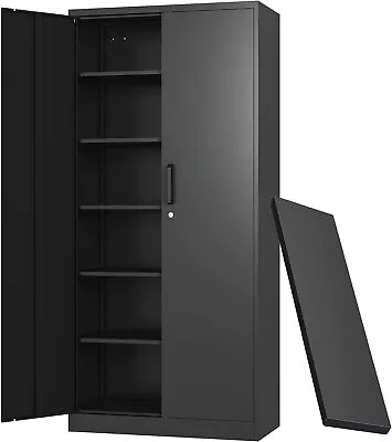 Metal Storage Cabinet With Doors And Shelves71 Garage Storage Cabinet With Lock • $159.99