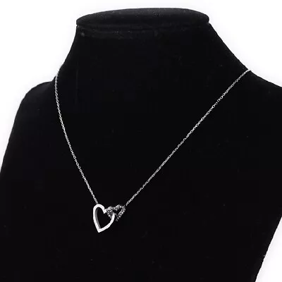 Michael Kors Silver Heart Shape Pave Heart Links Pendant Necklace • £22.50