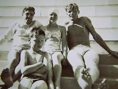 Vtg Photo Handsome Young Man In Swim Suit~Bare Chest~Abs-Bare Feet~Bulge~Gay Int • $9.99