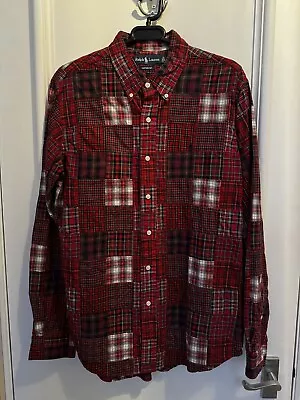 Men Shirt Polo Ralph Lauren Large Check Red Multi VGC • £0.99