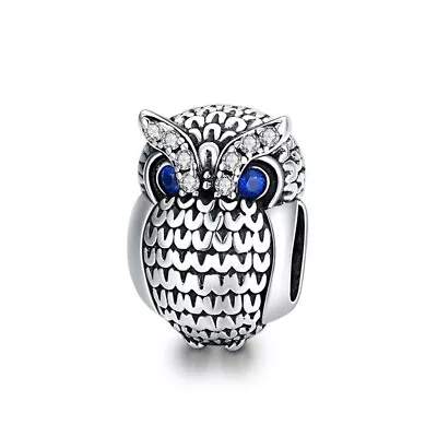 💖 Owl Charm Bead Stunning Bird Cubic Zirconia Genuine 925 Sterling Silver 💖 • £16.95