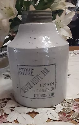 Awesome Union Stoneware Stone Mason Fruit Jar 1/2 Half Gallon Red Wing Minnesota • $127.50