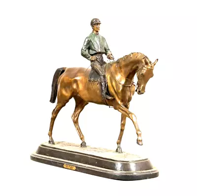 Sculpture Bronze Large Equestrian After P. J. Mene  After The Race ! • $4775