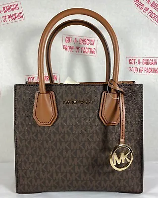 Michael Kors Mercer Medium Mk Signature PVC Leather Satchel Crossbody Bag Purse • $107.98