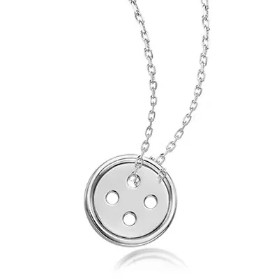 £12.80 • Buy 925 Sterling Silver Button Necklace Pendant 45cm Cute As A Button 18'' 
