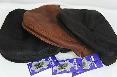 NEW 100% SHEARLING LEATHER Driving Cap Newsboy Ivy Hat Golf Gatsby Flat Cabbie • $25
