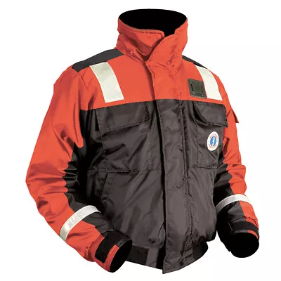 Mustang Classic Flotation Bomber Jacket W/Reflective Tape - Orange/Black - XL... • $346.30