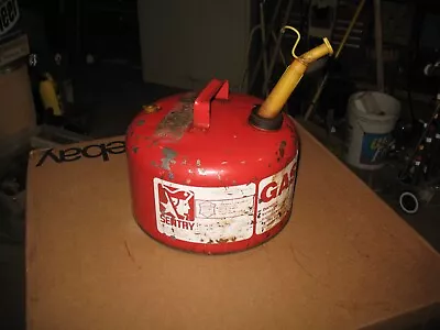 Vintage 2 1/2 Gal Metal Gasoline Gas Can Fuel Sentry Model 15025 • $20