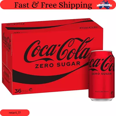 Coca-Cola Zero Sugar Soft Drink Multipack Cans (36 X 375mL) Bulk Value Coke Pack • $41.94