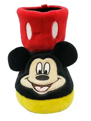 Disney Toddler Boys Black & Red Mickey Mouse Slippers Boots House Shoes 9-10 • $17.99