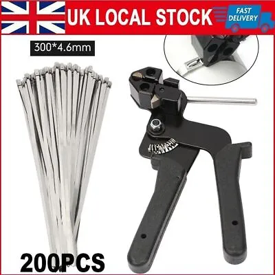 Cable Tie Gun Stainless Steel Exhaust Wrap Zip Auto Tightener Cut Fasten Tool UK • £17.57