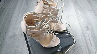 £16.99 • Buy Womens High Heel NUDE MISSGUIDED LACE UP Shoes Size 3 EUR 36 NEW AND BOXED