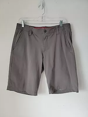 Under Armour Gray Flat Front Activewear Stretch Chino Golf Shorts Men 34x10 • $12