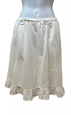 Vintage Victorian Cotton Eyelet Ruffle Petticoat Short Half Slip 30  Waist • $22