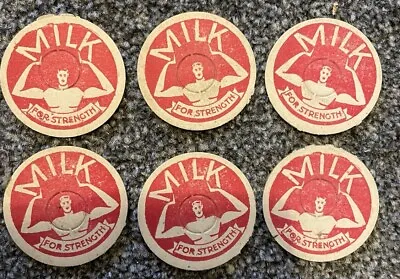 Vintage Milk Bottle Tops Cardboard Milk For Strength X6 Advertising Dairy • £5.99