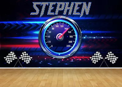 Bespoke Name Speedometer Speedo Racing Car Wallpaper Wall Mural Bedroom Etc • £34.49