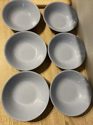 £30 • Buy 6 X 1940s Utility Woods Ware Iris Blue Rimless Cereal/ Soup Bowls (1)