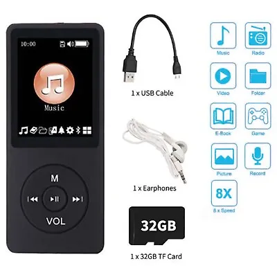 MP3 Player 32GB HiFi Lossless Sound Bluetooth Clip Music Voice Recorder • $15.99